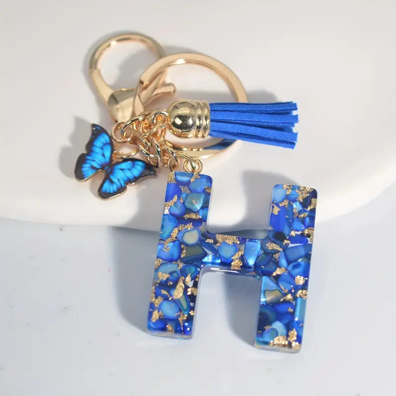 Blue H Keychain