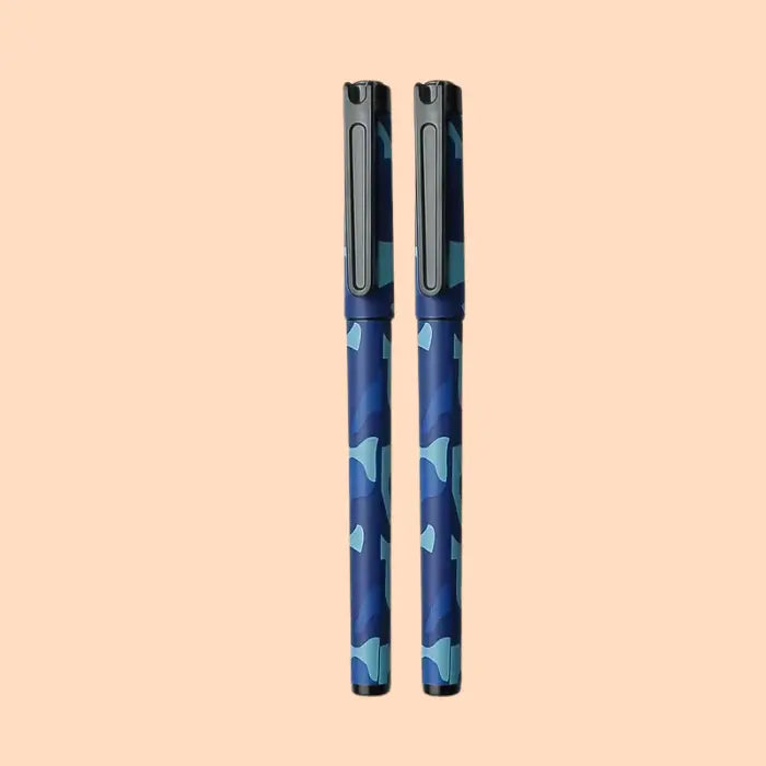 blue army theme gel pen