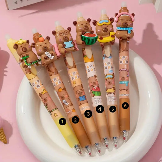 Capybara gel pens close-up