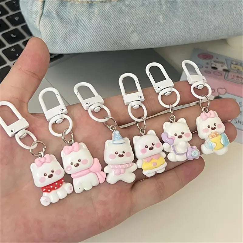 White Puppy Key Rings
