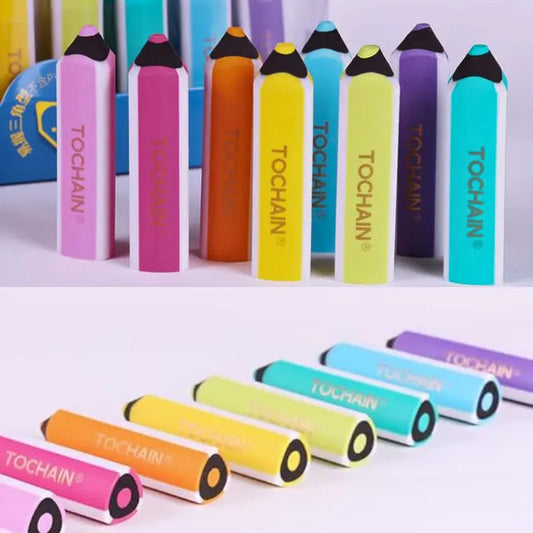 Colorful pencil shaped erasers