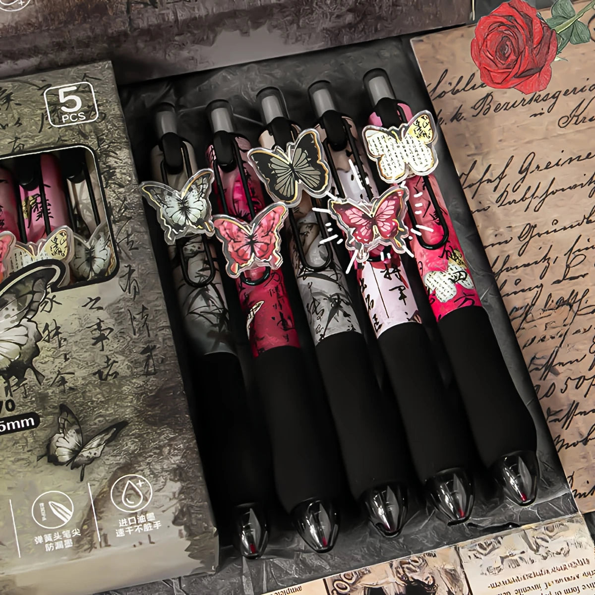 Butterfly gel pens set