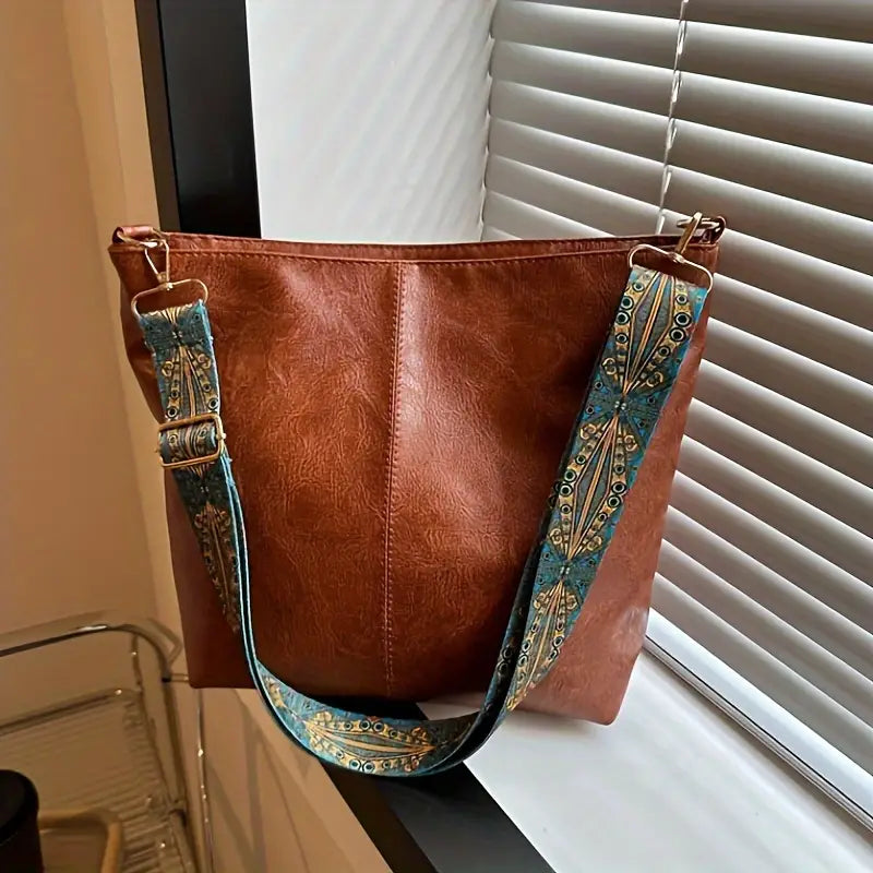 brown leather tote bag