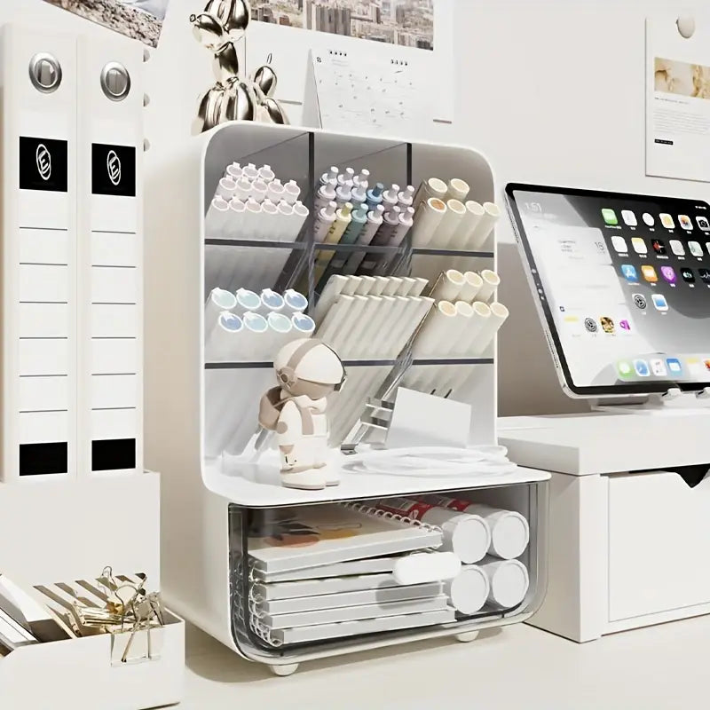 White desktop organizer front view
