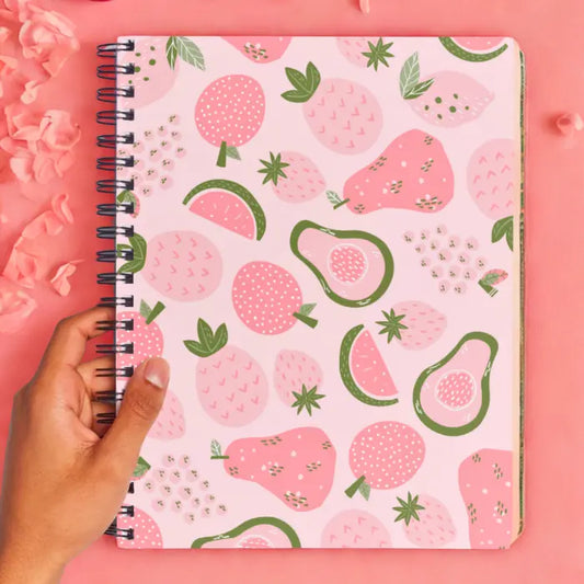 Pink fruit pattern journal